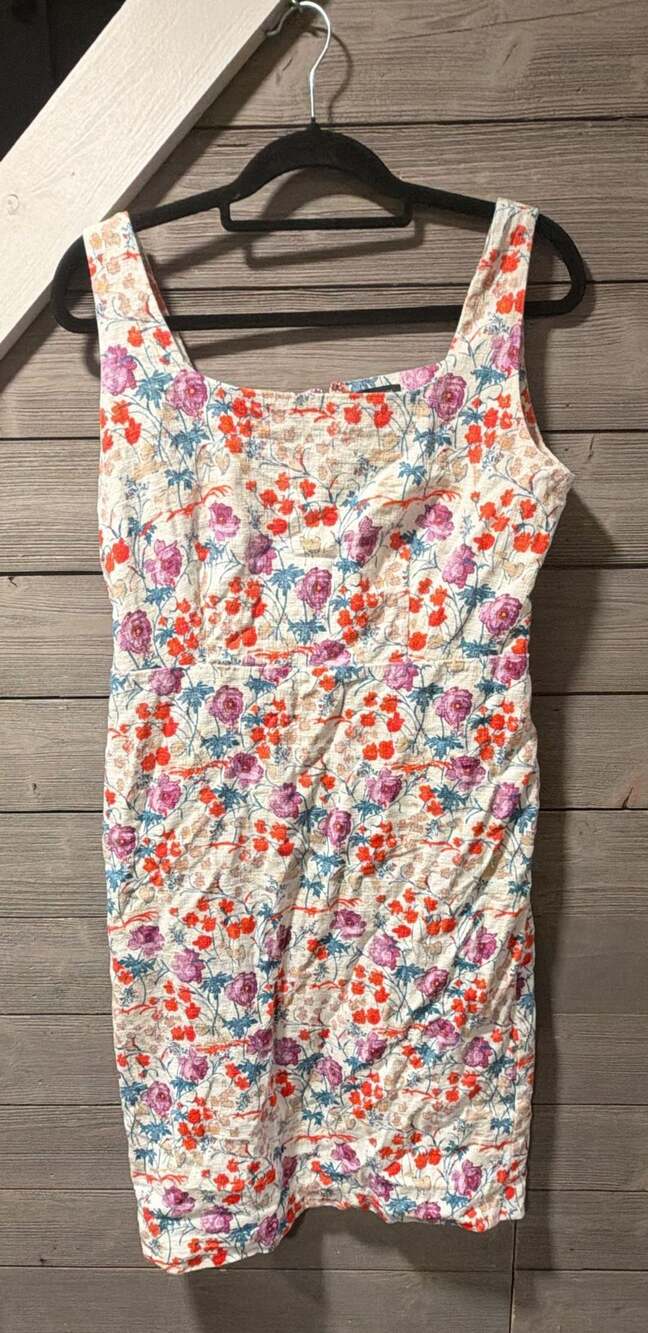 Ann Taylor Floral Square Neck Sheath Dress Size 8 Multicolor